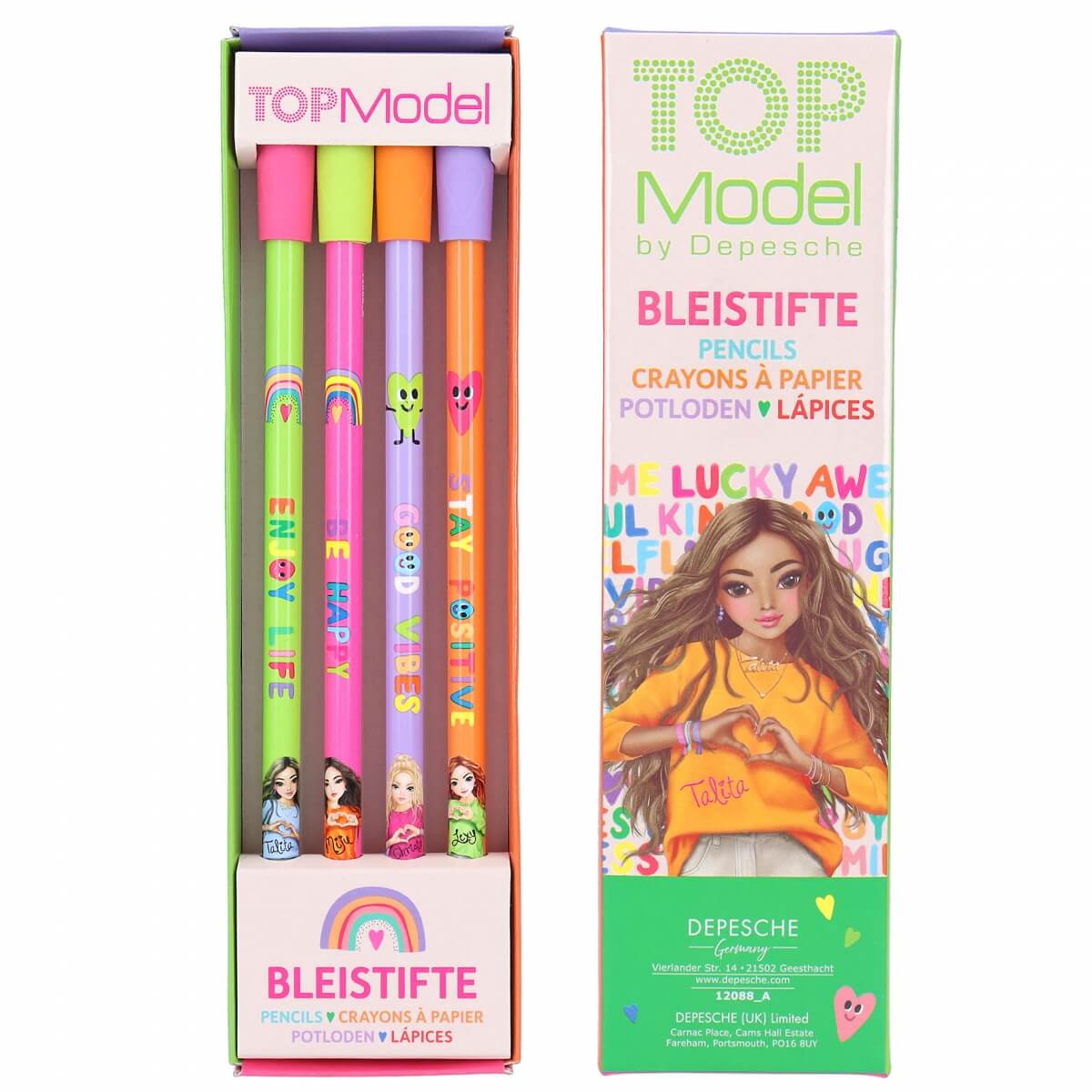 TOPModel Bleistift-Set mit Radier-Topper SELFLOVE
