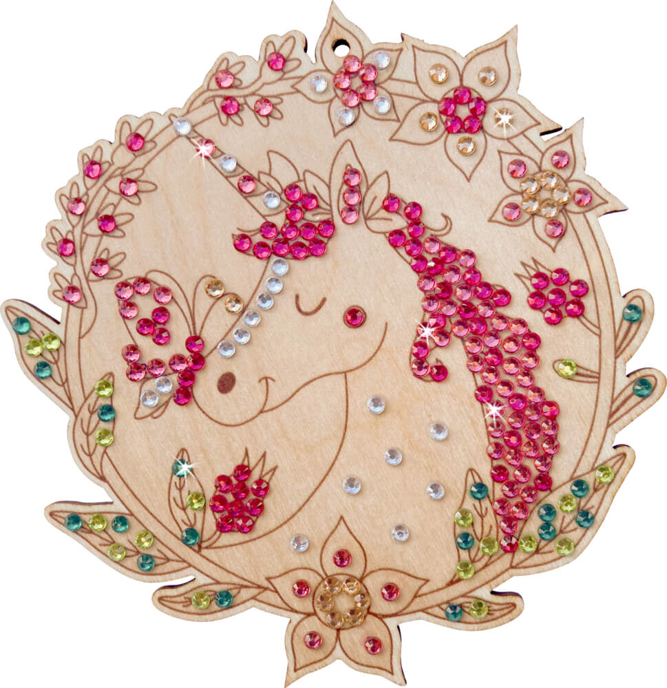 4050003955377_3 Holzanhänger Diamond Painting (100% selbst gemacht) (einzeln) - Schmetterling & Einhorn / Hase & Fee