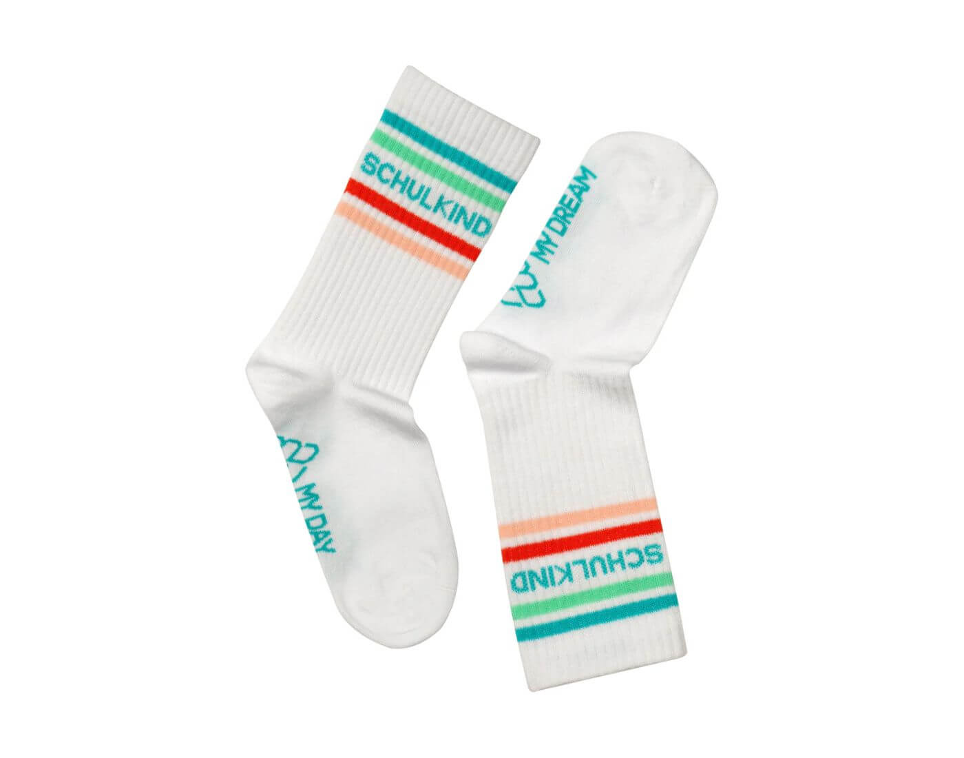 Socken SCHULKIND orange/mint - Größe 27-32 (5-7 Jahre)