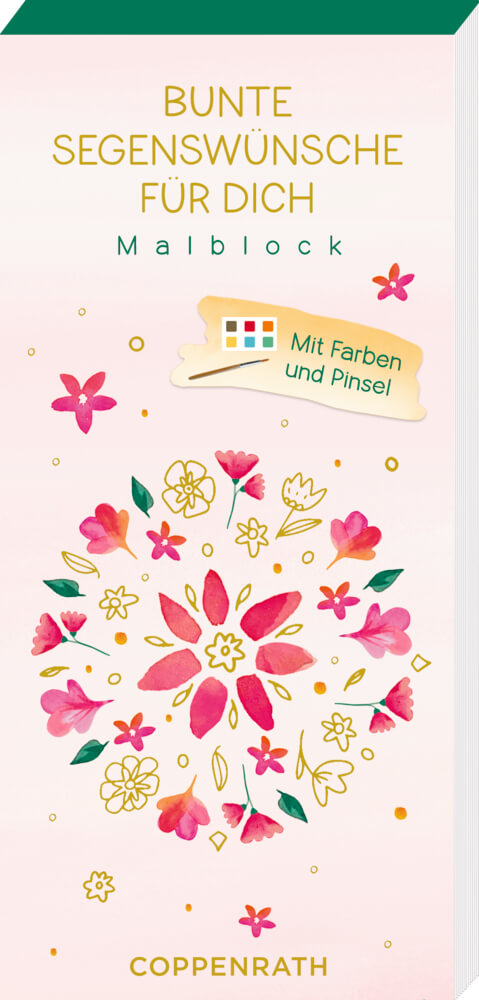 Mini-Malblock mit Farben und Pinsel: Bunte Segenswünsche für dich