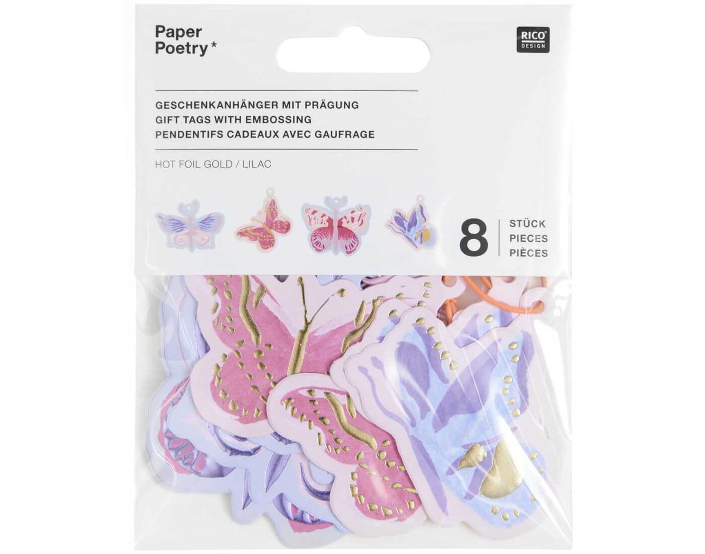Paper Poetry Geschenkanhänger La Vie en Rose Schmetterlinge