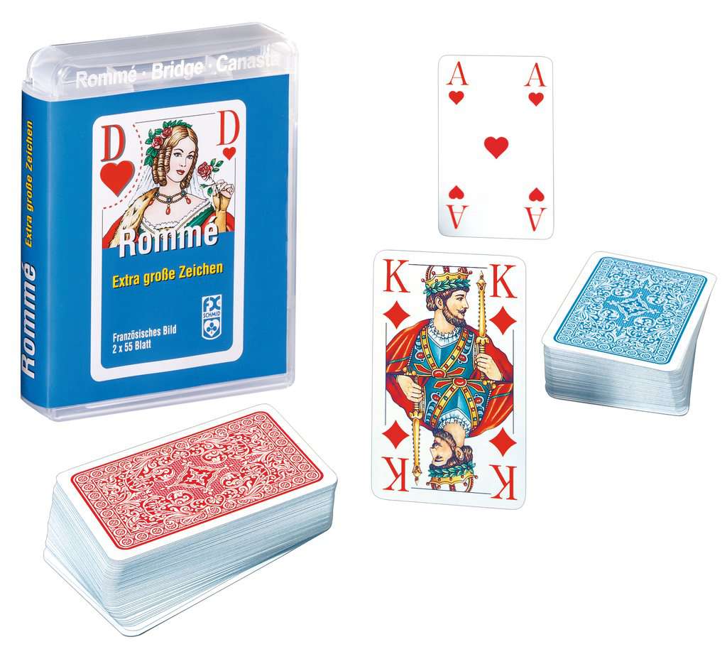 Rommé, Bridge, Canasta - Spielkarten mit extra großen Zeichen