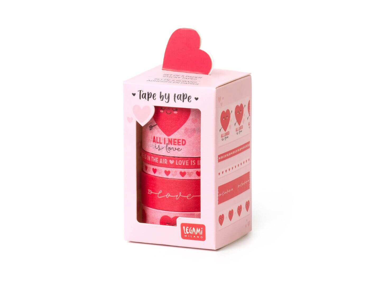 5 Papier-Klebebänder im Set - Tape by Tape Heart