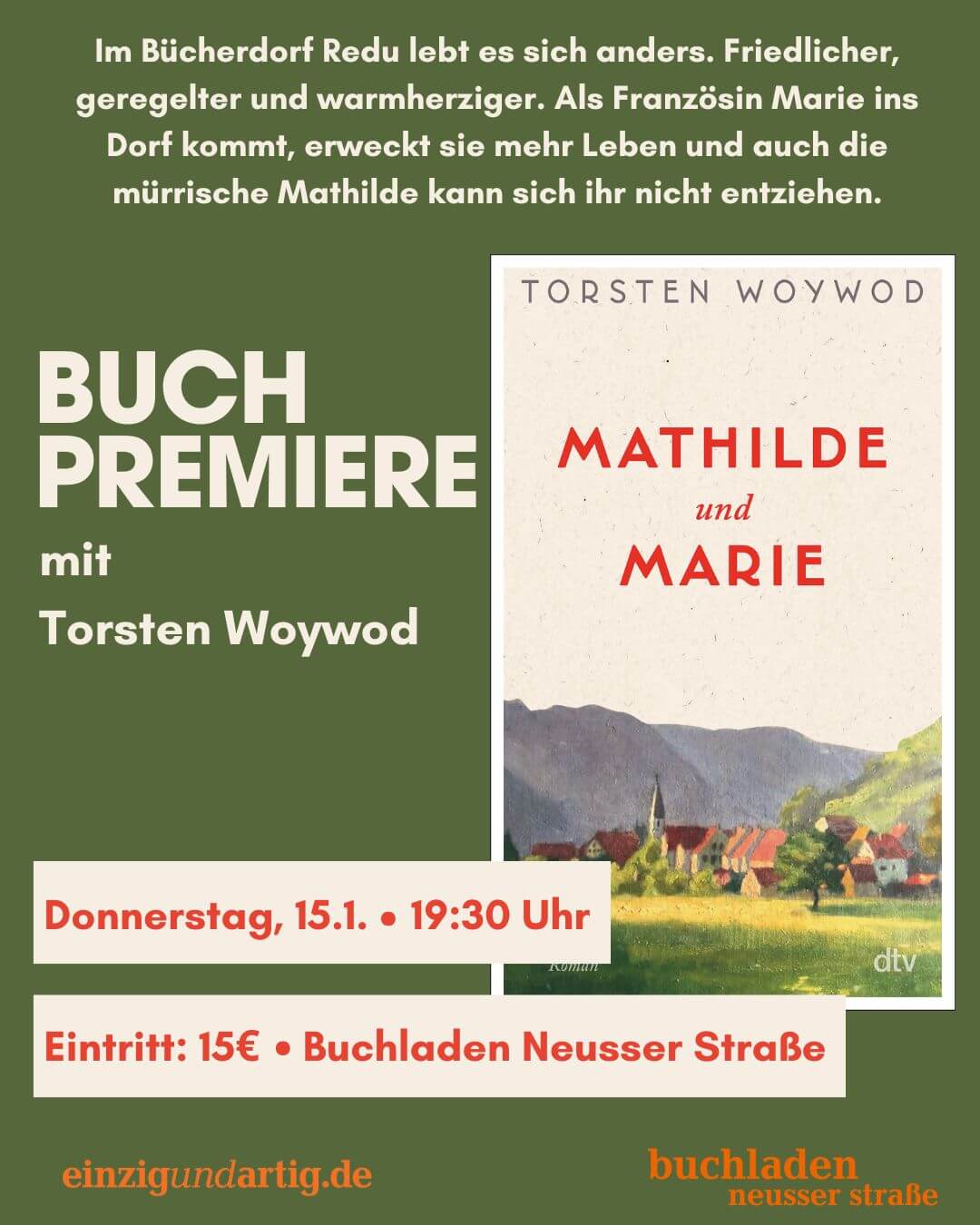 Eintritt Premierenlesung  mit Torsten Woywod: Mathilde und Marie