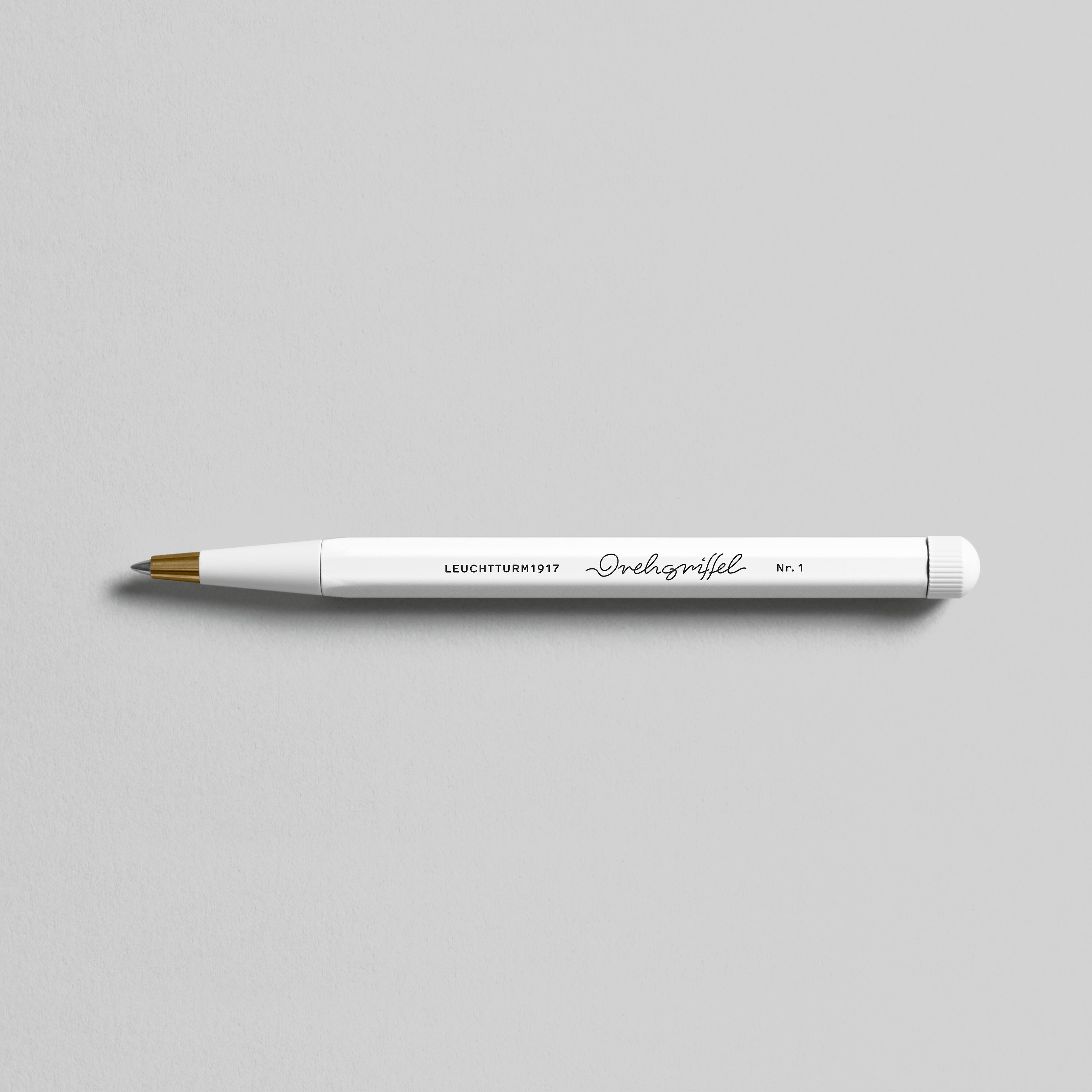 Drehgriffel Nr. 1, Weiß - Gelstift mit schwarzer Tinte