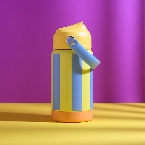 Trinkflasche Stripes, gelb / hellblau (350 ml)