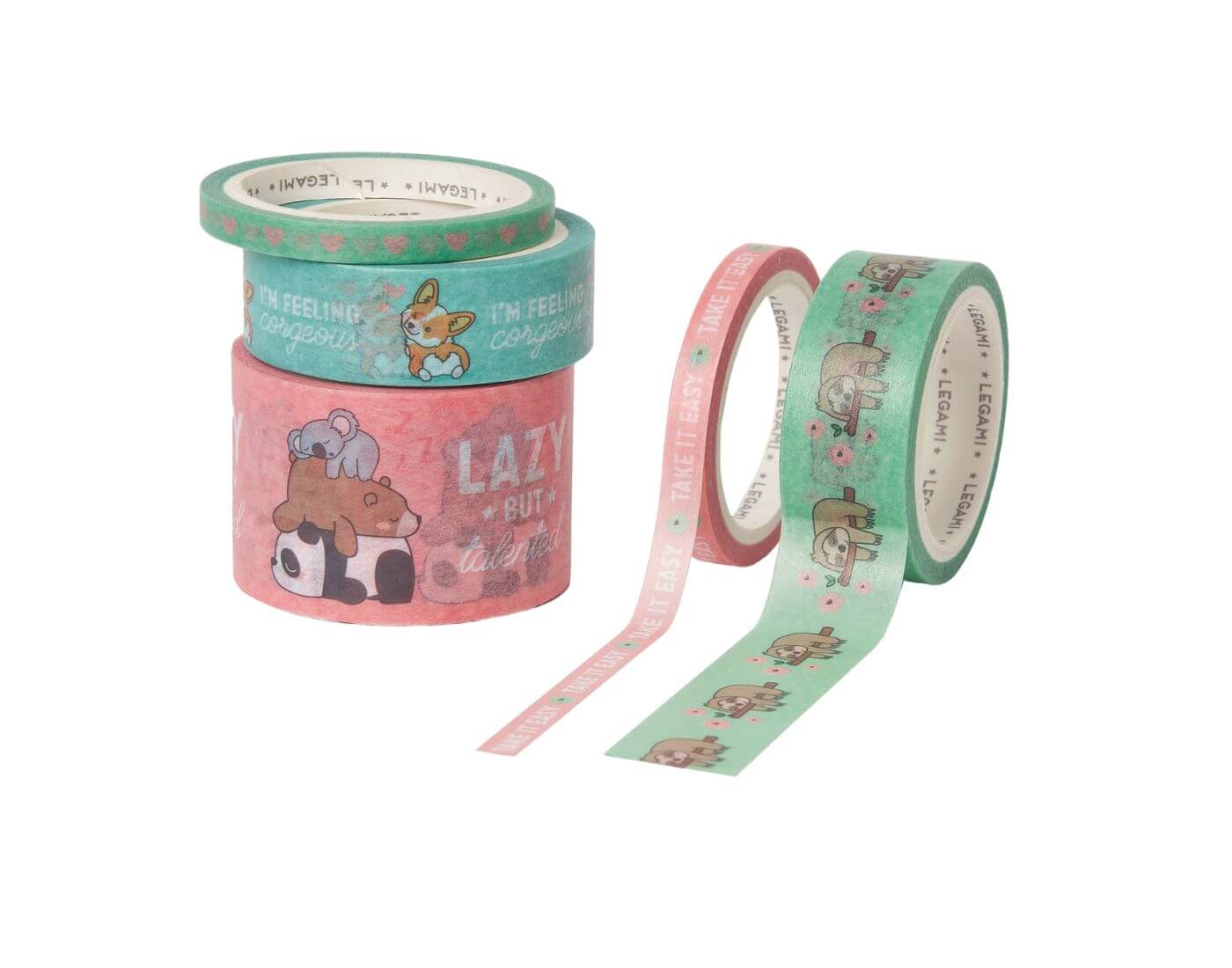 5 Papier-Klebebänder im Set - Tape by Tape - Cute Animals