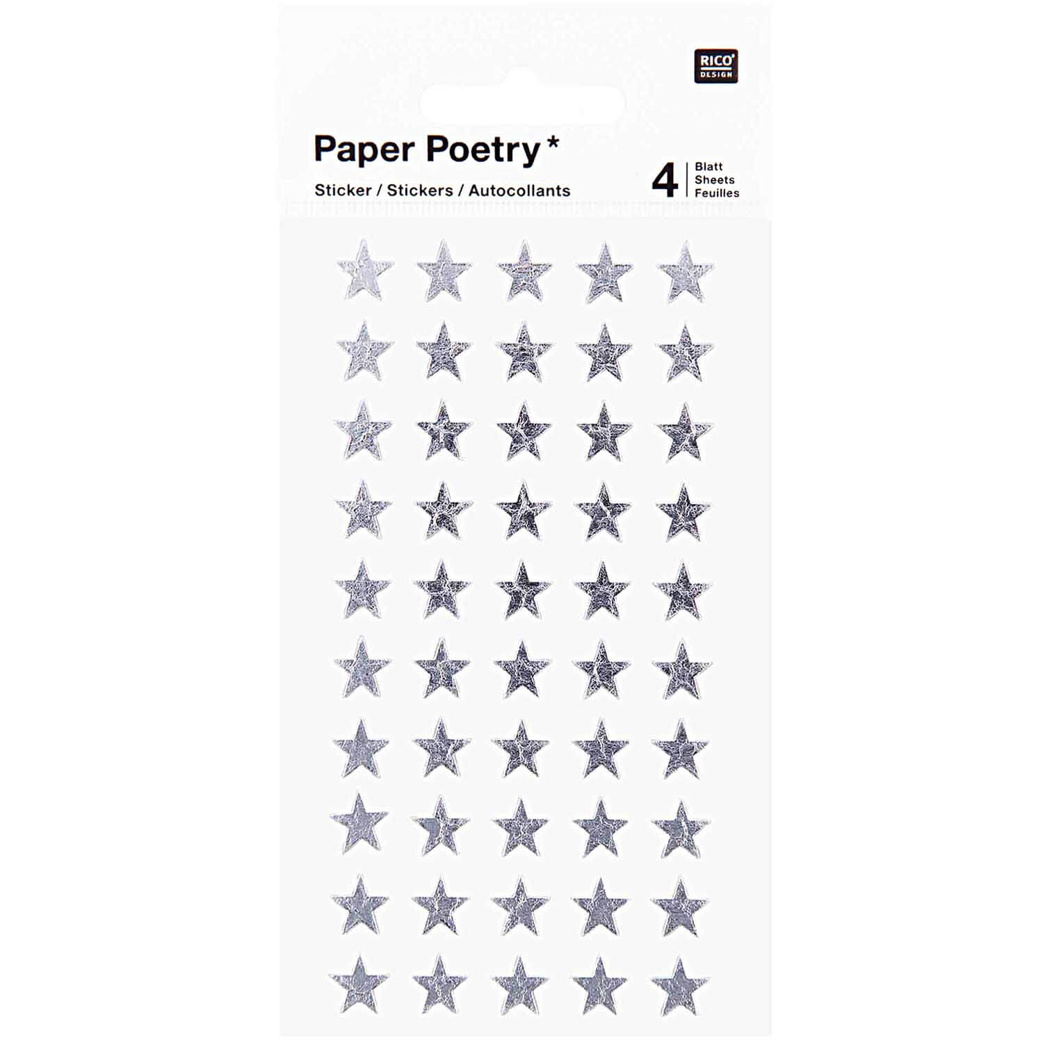 Sticker Sterne silber 10mm 4 Bogen Paper Poetry