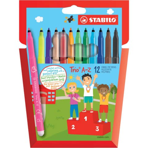 Fasermaler Trio A-Z Etui 12 Stück STABILO TRIO
