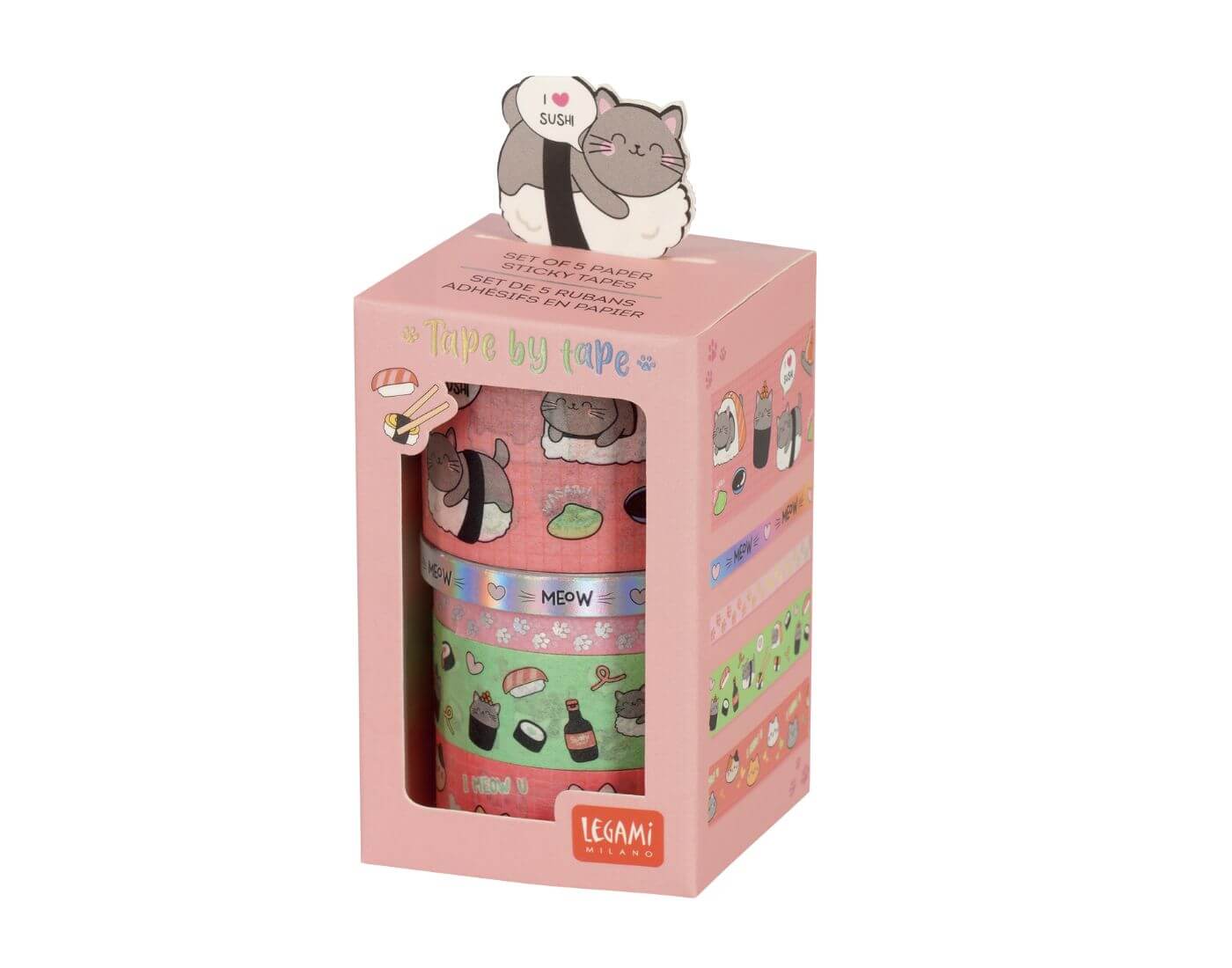 5 Papier-Klebebänder im Set - Tape by Tape Cute Kitty