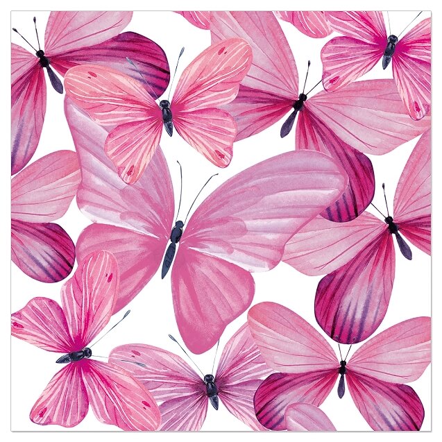 artebene-serviette-schmetterling-1 Serviette 33x33 - Schmetterlinge, pink