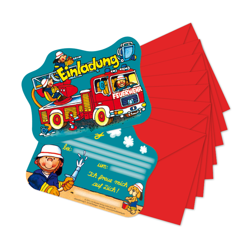3210 Feuerwehr Benny Brandmeister Einladungs-Set, Stanzkarte