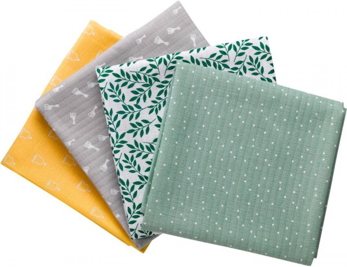 Sophie la girafe® - Bunte Spucktücher/Mulltücher 4er Set (70 x 70 cm)