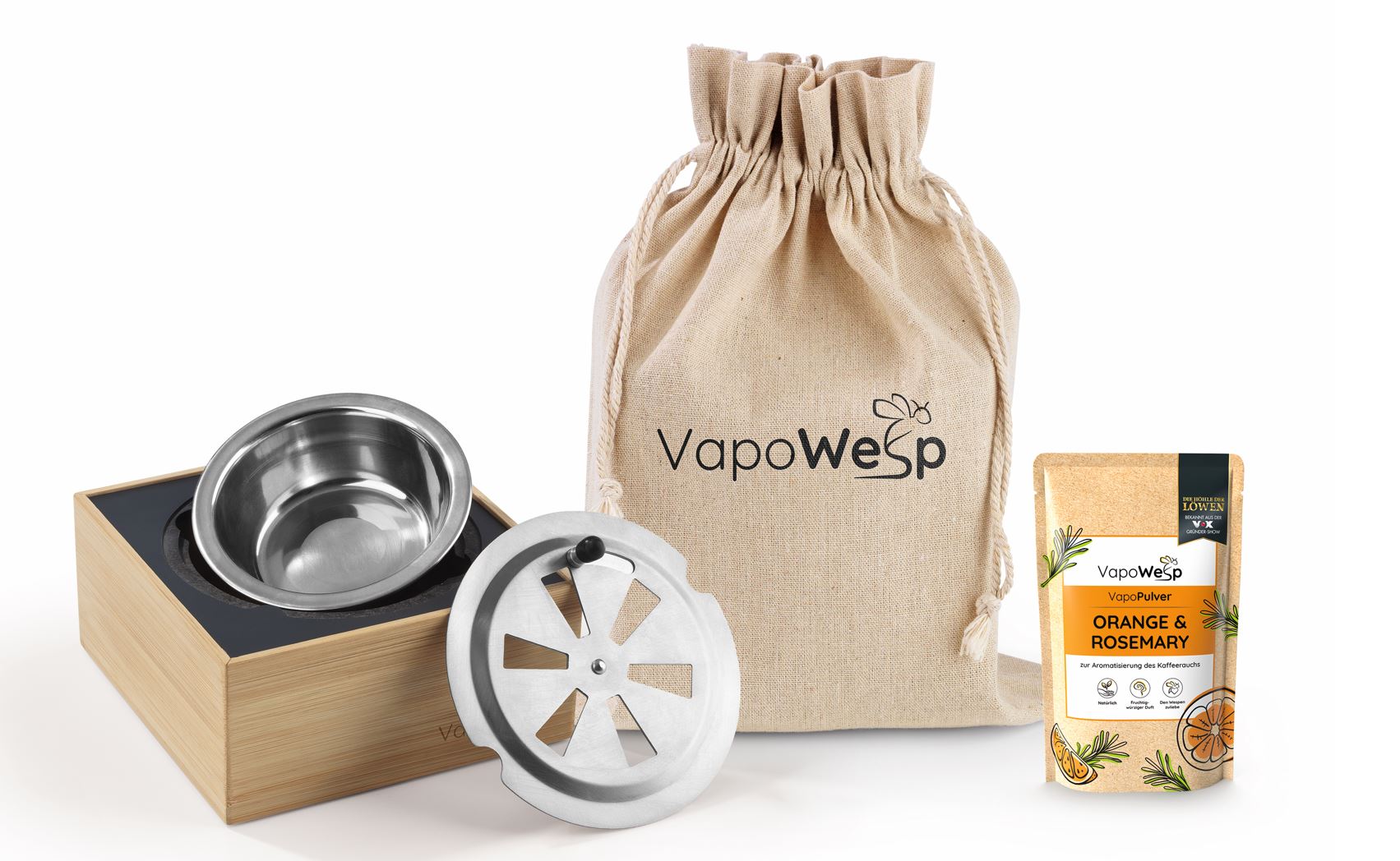 VapoWesp Räucherbox  inkl. VapoPulver Orange & Rosemary 50 g