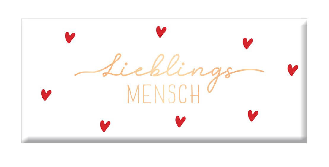 Schoko 30g Lieblingsmensch (Herzen) Goldveredelung