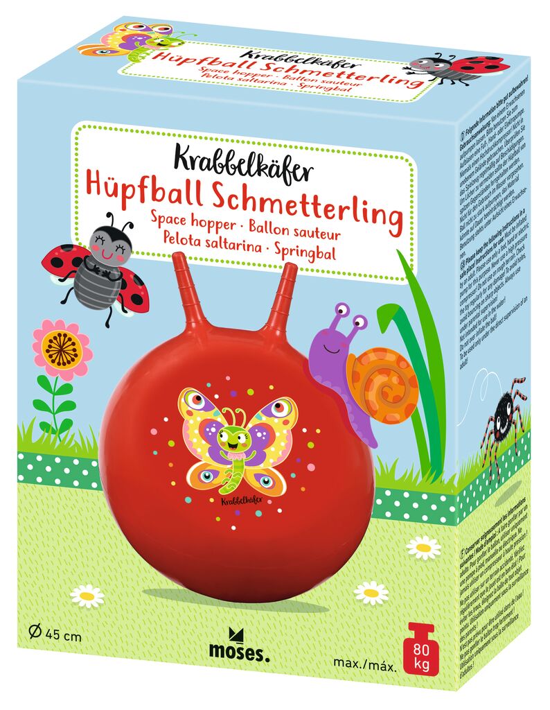 Krabbelkäfer Hüpfball Schmetterling rot