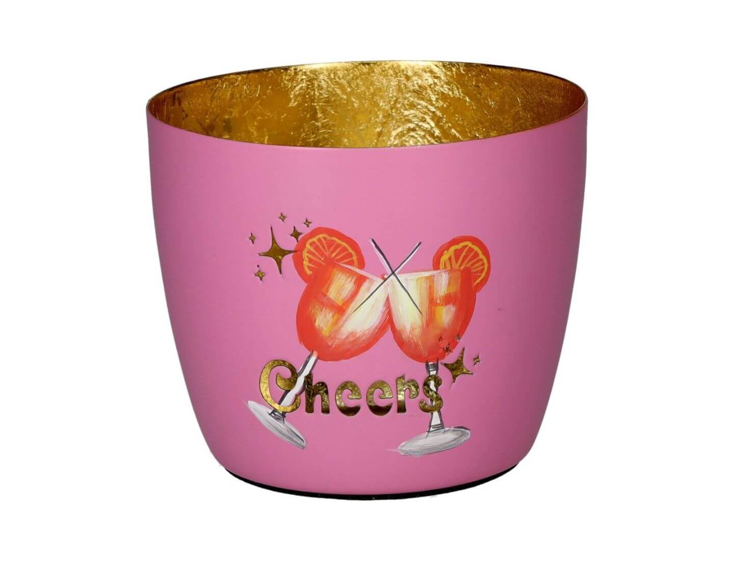 MADRAS Windlicht M, Cheers - rosa/ gold