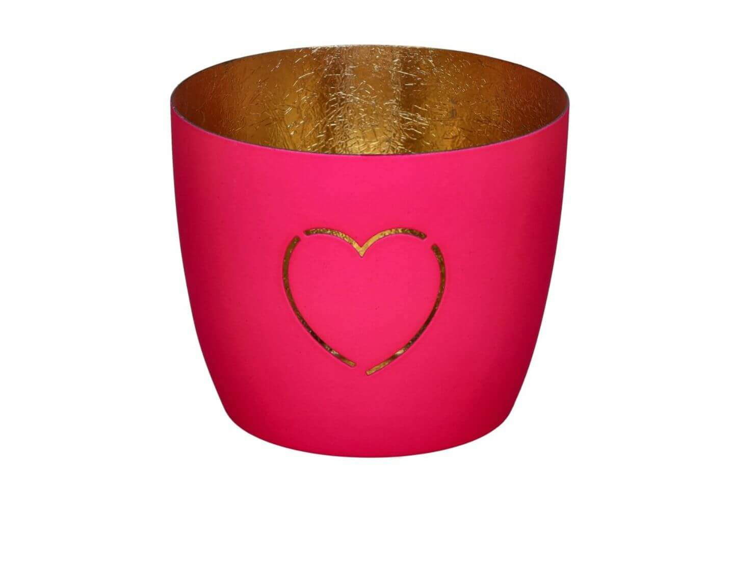 MADRAS Windlicht, M, Herz - hot pink/ gold