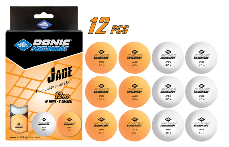 618045_JadeBall_Poly_weiss_orange_12pcs_1_web Tischtennisball Jade, Poly 40+, 6x Weiß / 6x Orange