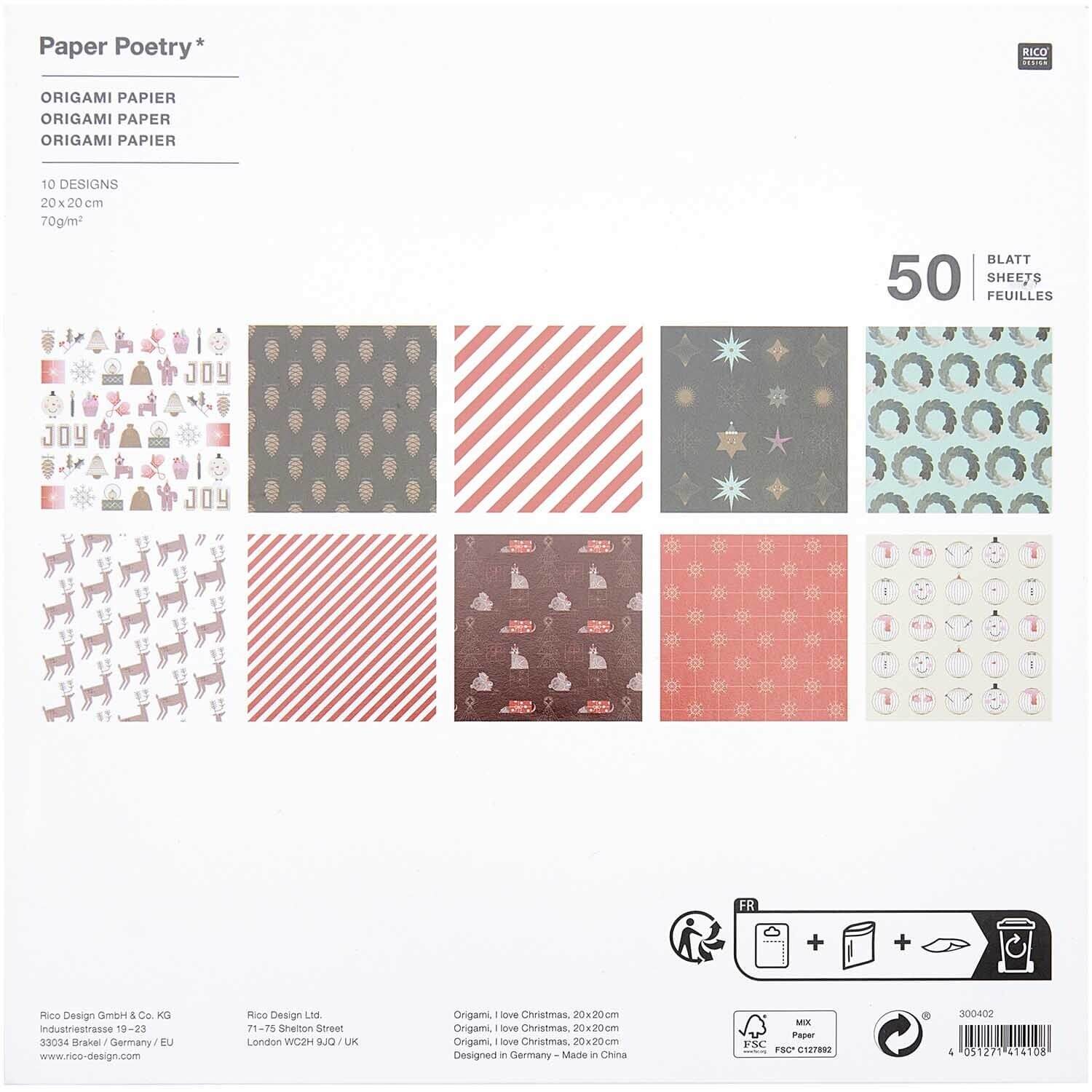 PAPER POETRY ORIGAMI I LOVE CHRISTMAS 50 BLATT