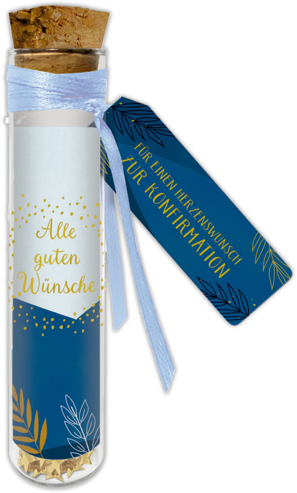 Wunscherfüller-Flaschenpost: Alle guten Wünsche - Zur Konfirmation (einzeln)