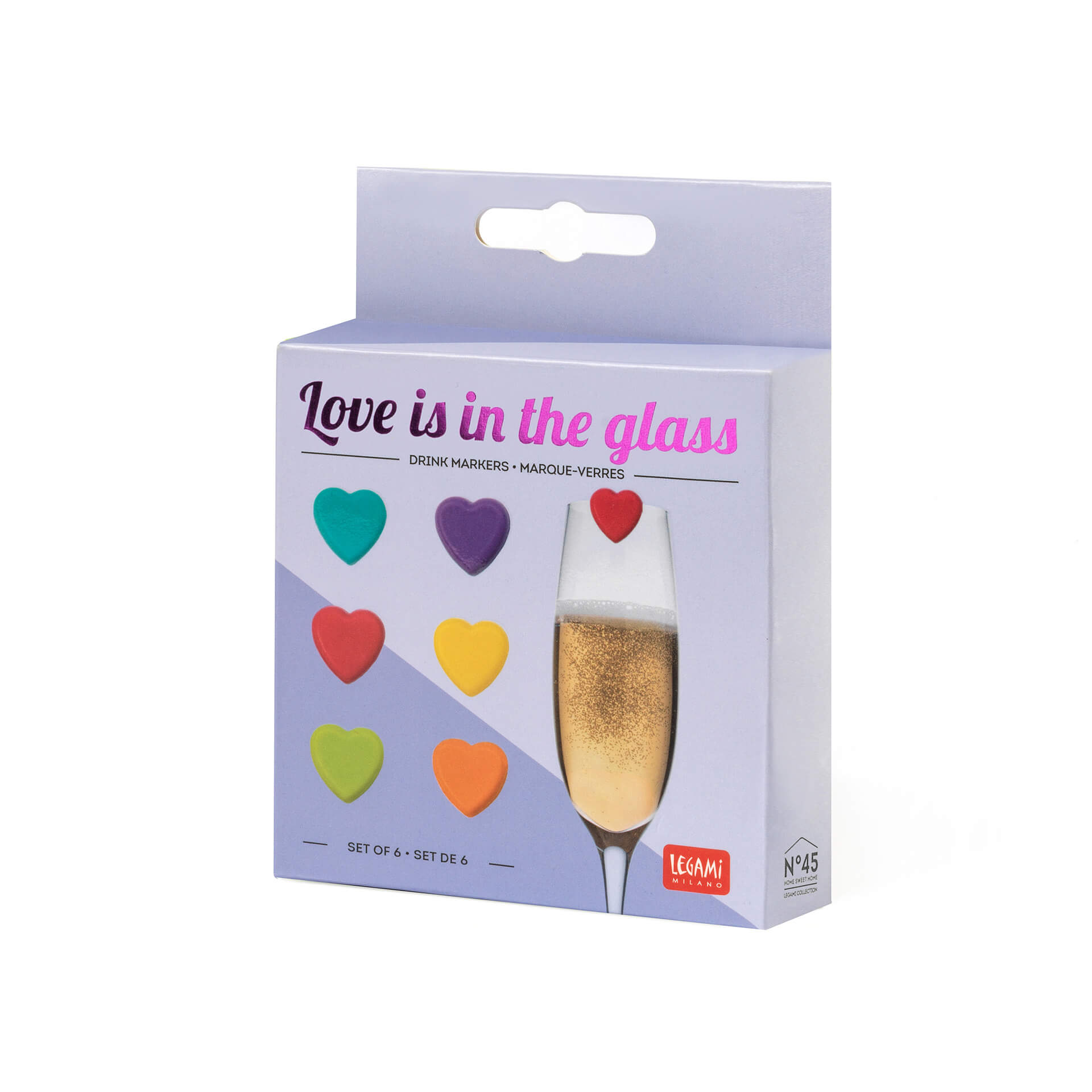 Set mit 6 Glasmarkern -  Love is in the glass