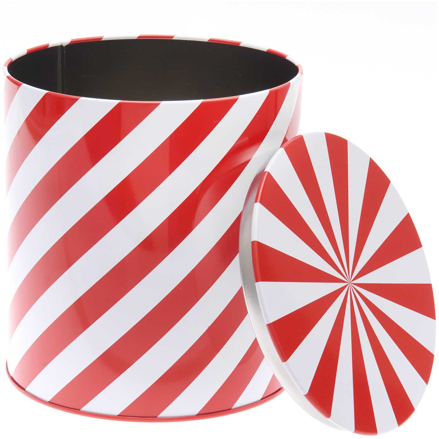 KEKSDOSE STREIFEN ROT-WEISS 13,6X15,1CM YEY! LET'S PARTY