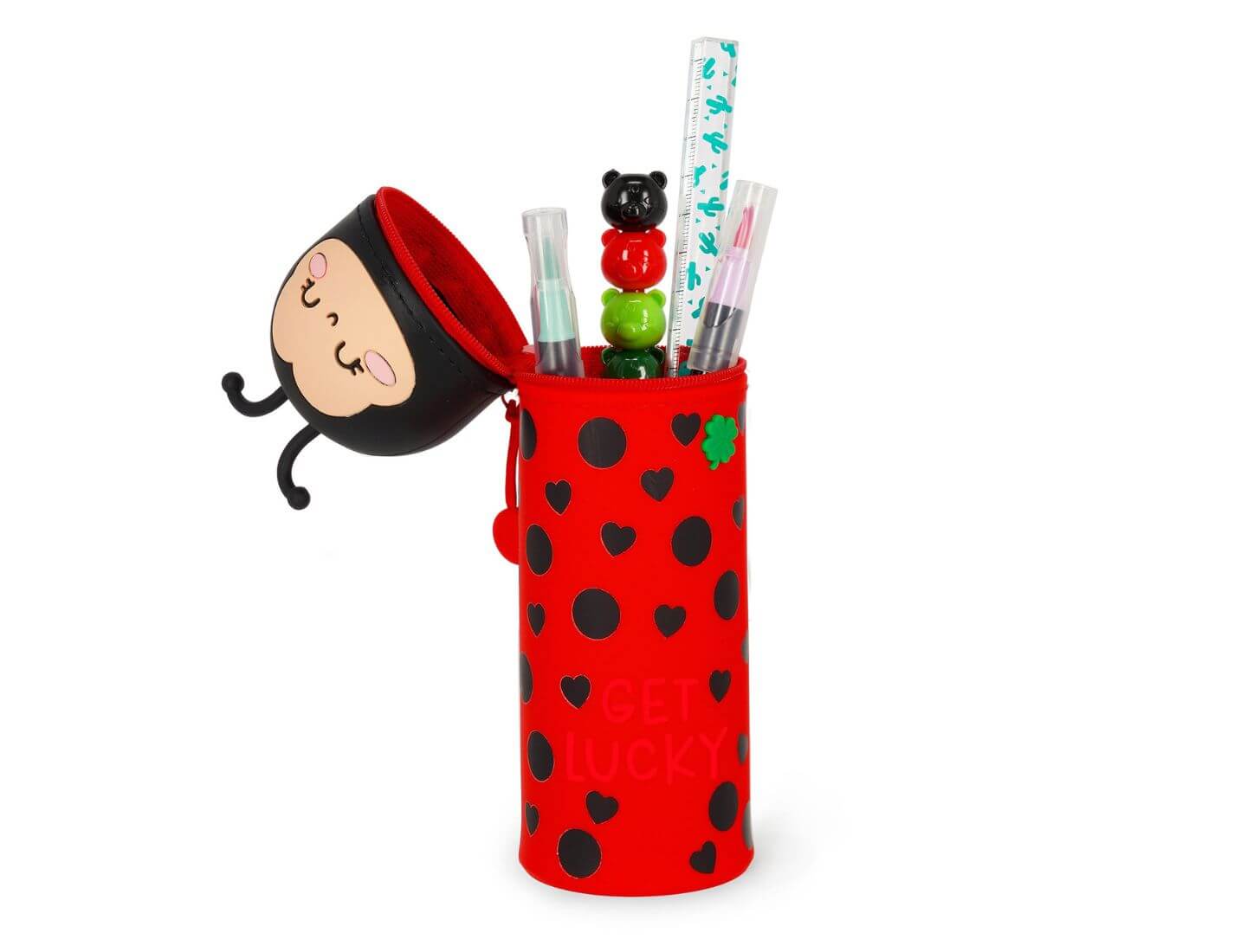 2-in-1-Federmäppchen aus Silikon - Ladybug „Get Lucky“