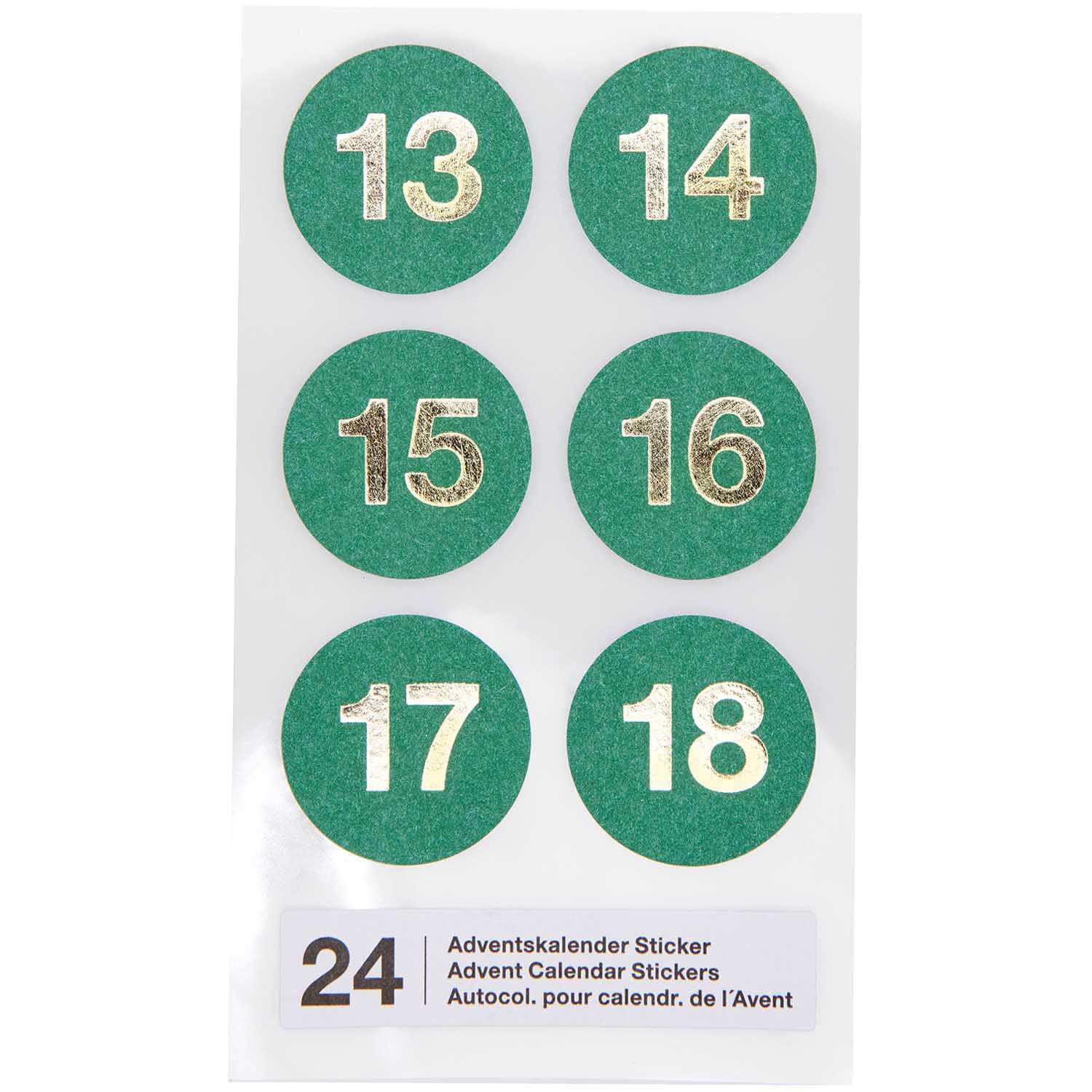 300133_4-1 ADVENTSKALENDER STICKER ZAHLEN 1-24 GRÜN PAPER POETRY