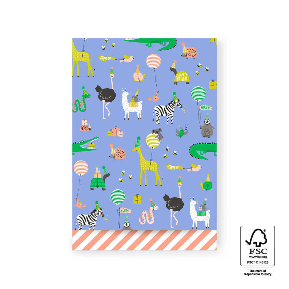 Geschenktüte - Party Animals Blue - Stripe Salmon - 17 x 25 cm