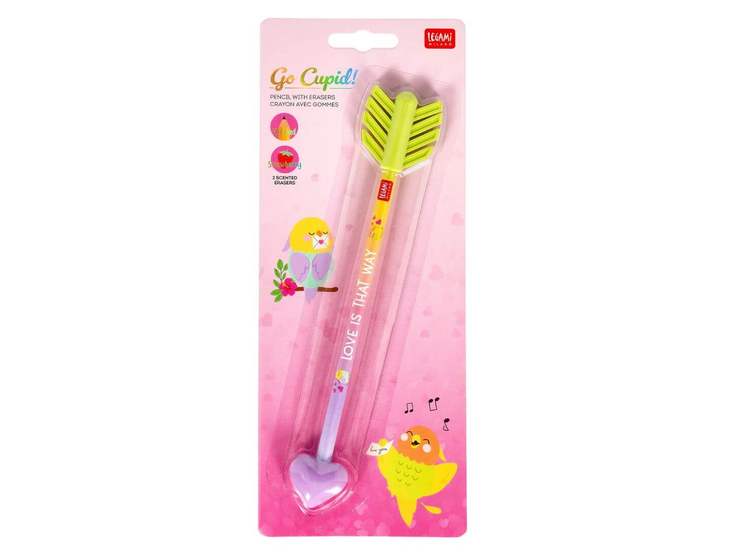 Stift mit zwei Radiergummis mit Duft - Go Cupid!