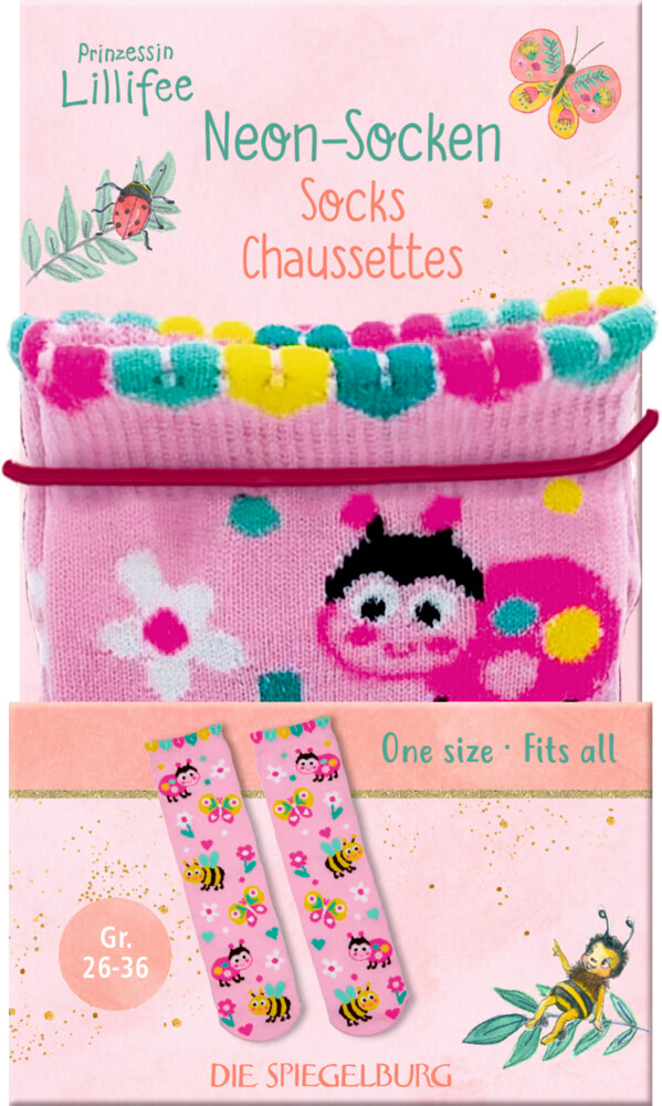 Neon-Socken - Prinzessin Lillifee, one size (Größe 26-36)