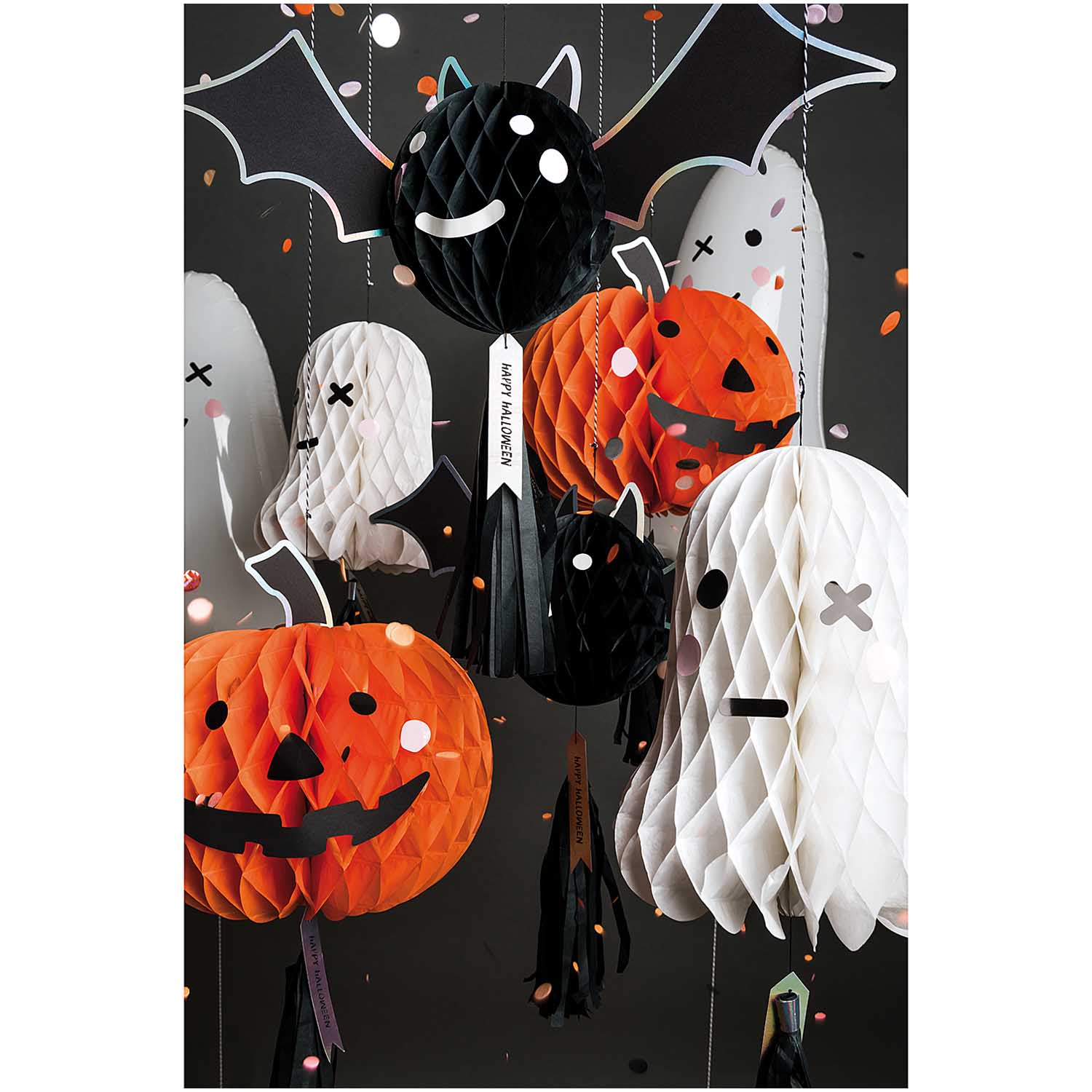 YEY! Let's Party Wabenpapierfigur mit Quaste Kürbis 34x60cm