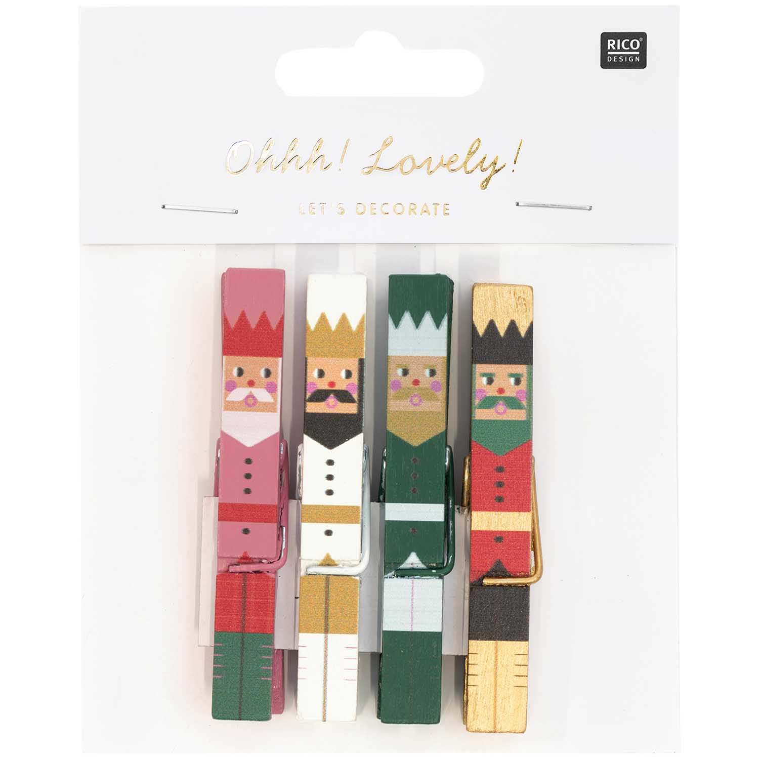 7040-31-26_2 Ohhh! Lovely! Dekoklammern Nussknacker Mix 7cm 4 Stück