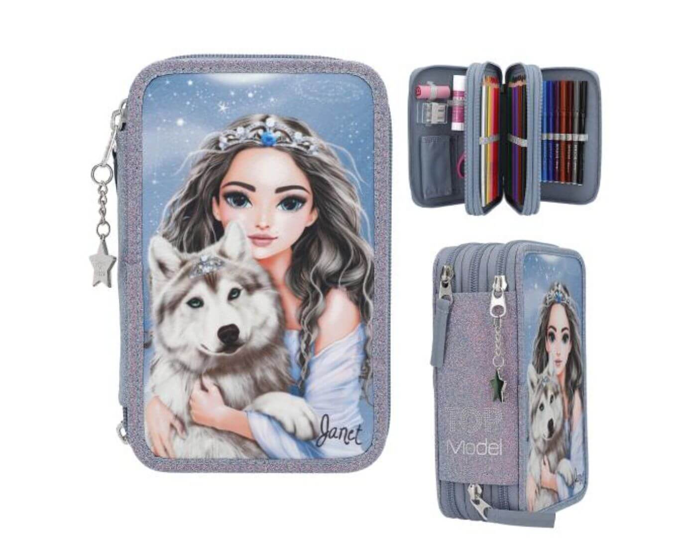TOPModel 3 Fach Federtasche WOLF