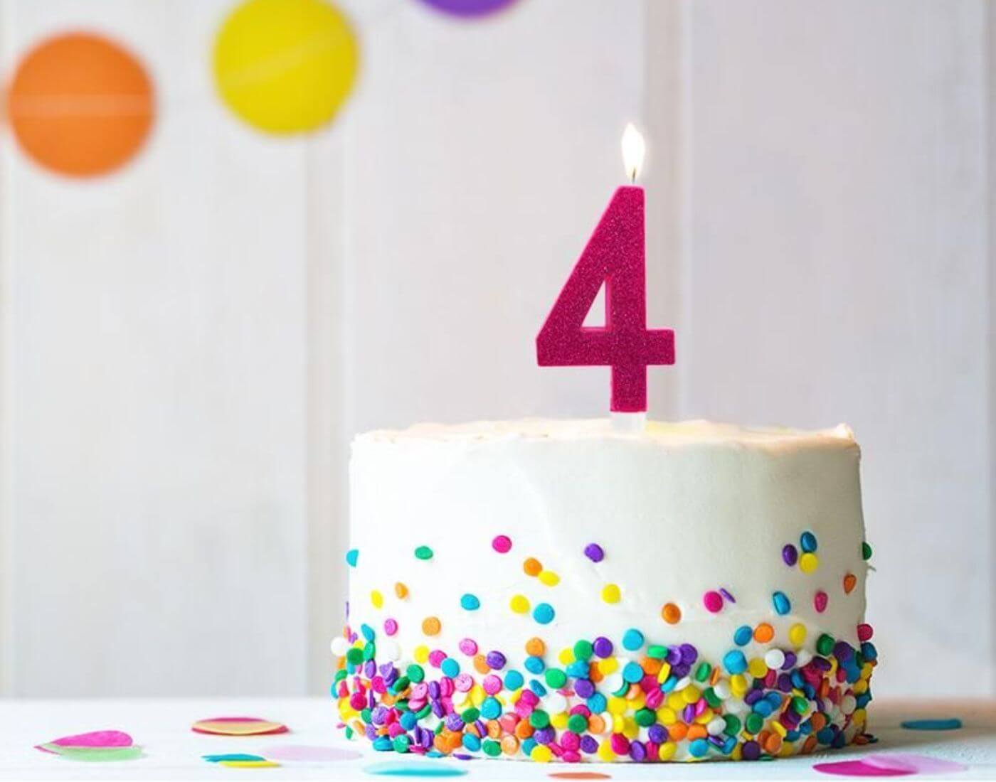 BIRTHDAY FUN Zahlenkerze 4 Glitter Maxi