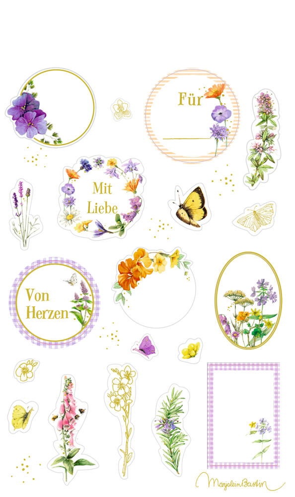 Stickerbogen: Sticker u. Etiketten GartenLiebe - M. Bastin