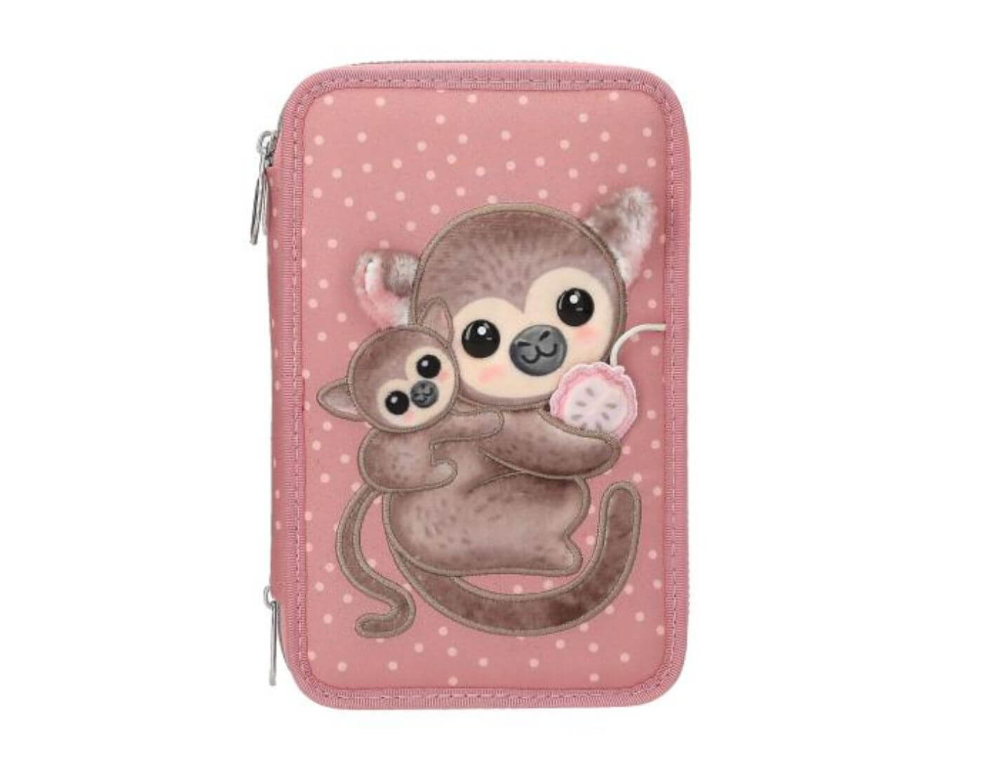 TOPModel 3 Fach Federtasche Affen Applikation JUICY
