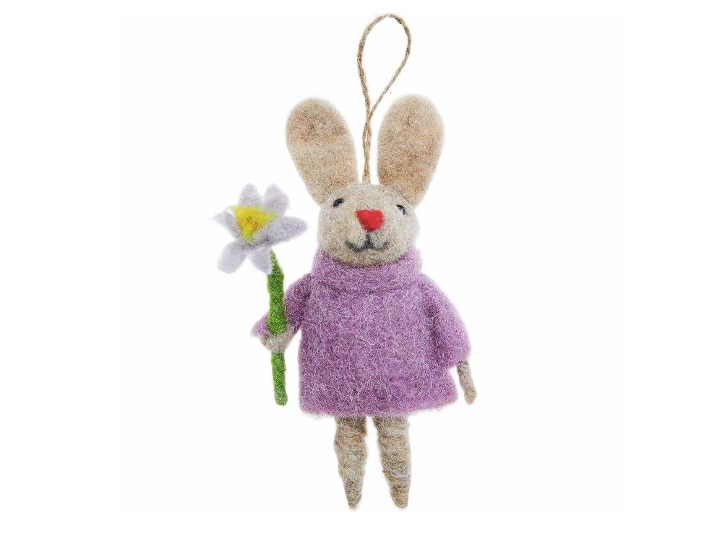 Aufhänger Filz-Hase mit Pulli und Blume