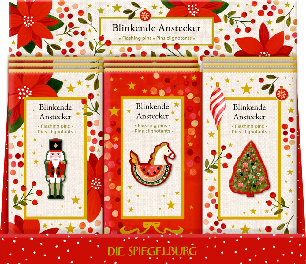 Blinkende Anstecker - Festliche Weihnachten (einzeln)