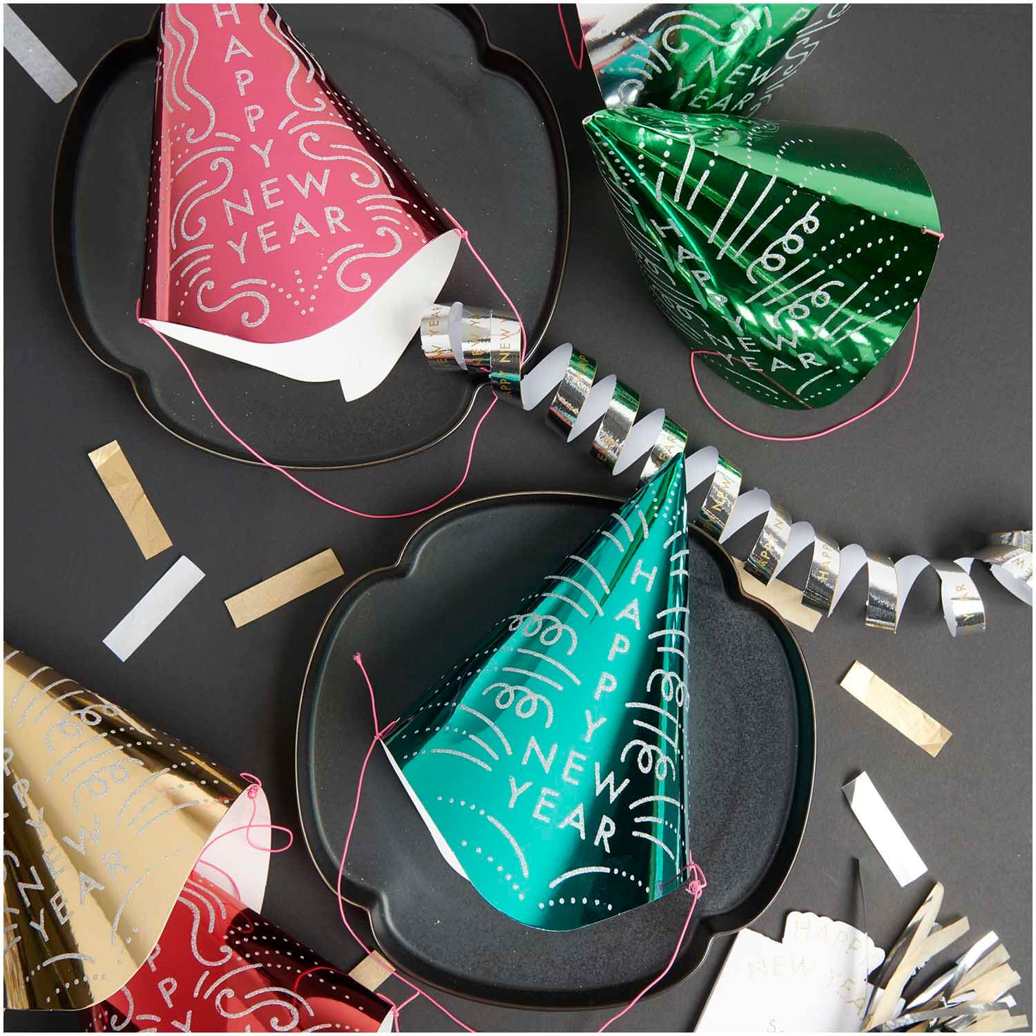 Partyhüte Happy New Year, multicolor FSC MIX
