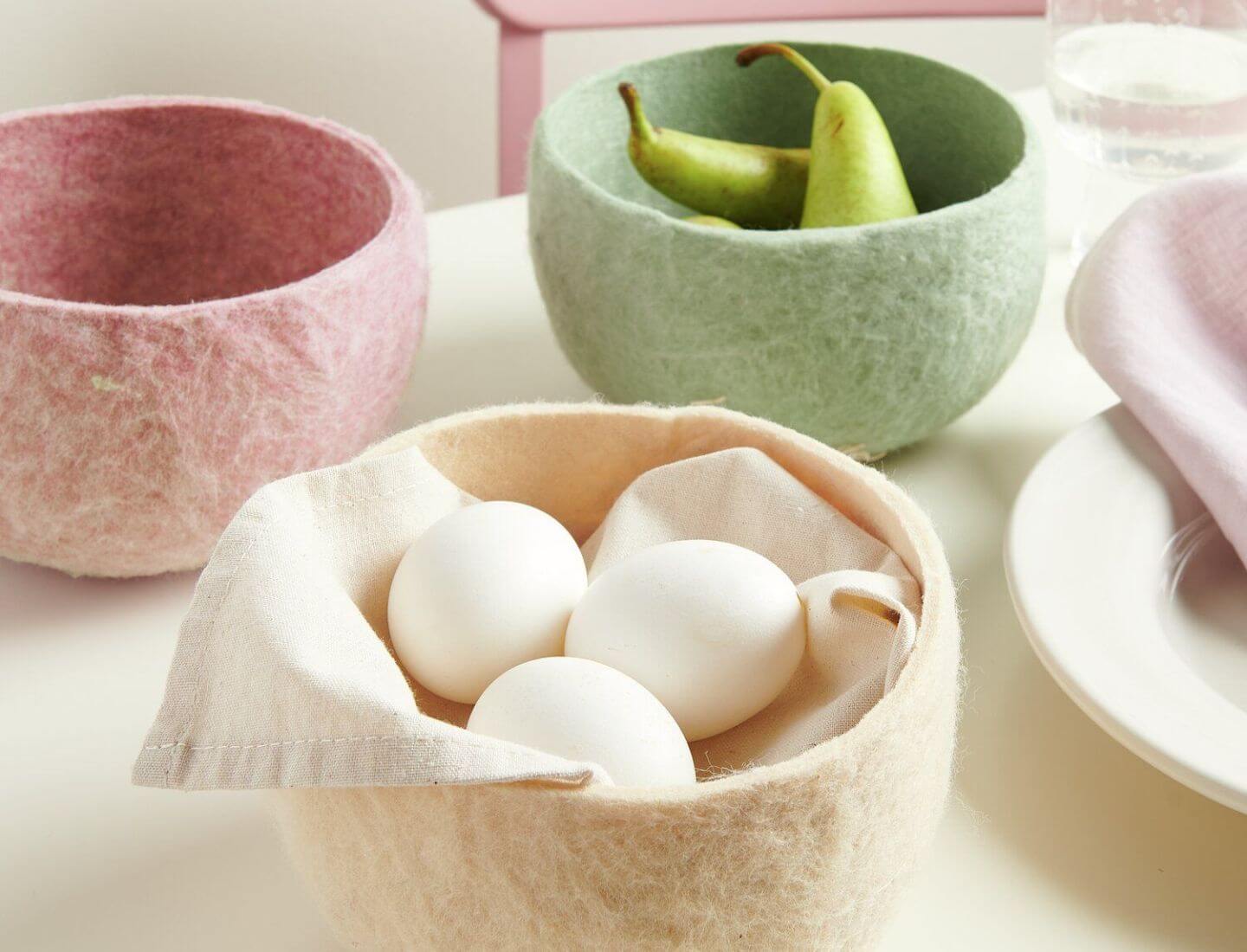 Filz-Körbchen rund Grün