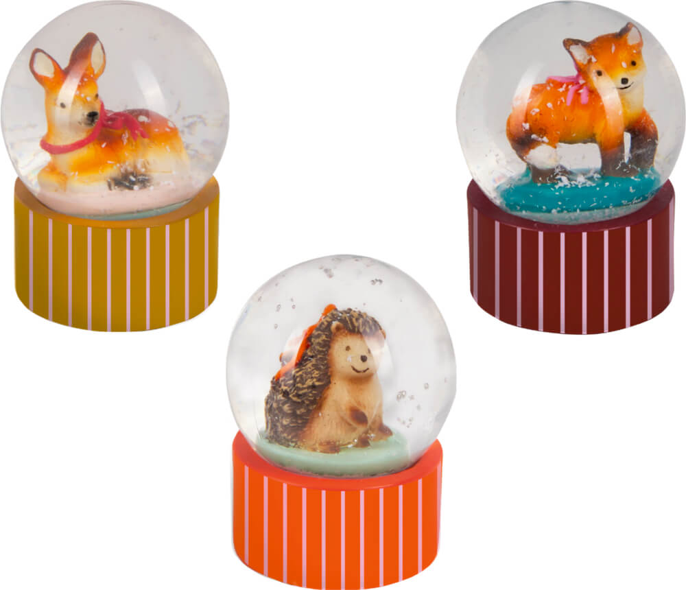 XS-Schneekugel - Wintertiere im Weihnachtswald (einzeln)