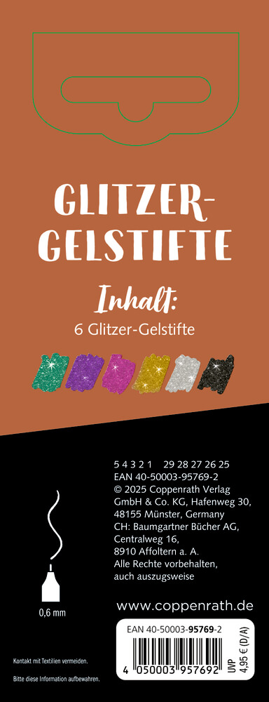 Glitzer-Gelstifte: 6 Farben - 100% selbst gemacht