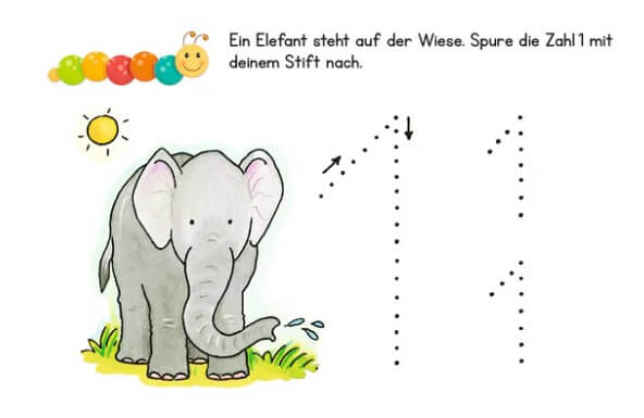 Lernraupe – Erste Zahlen