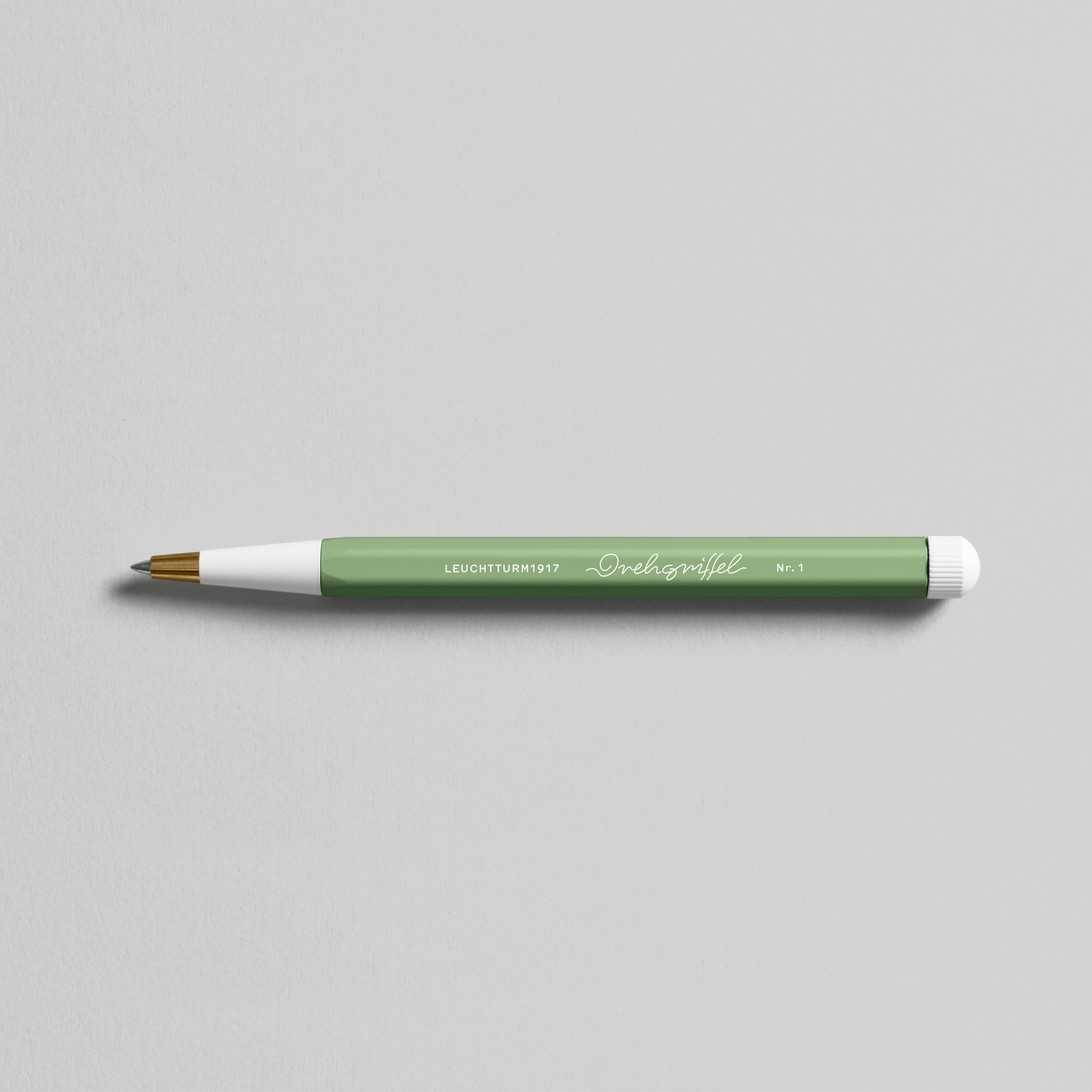 Drehgriffel Nr. 1, Salbei - Gelstift mit schwarzer Tinte