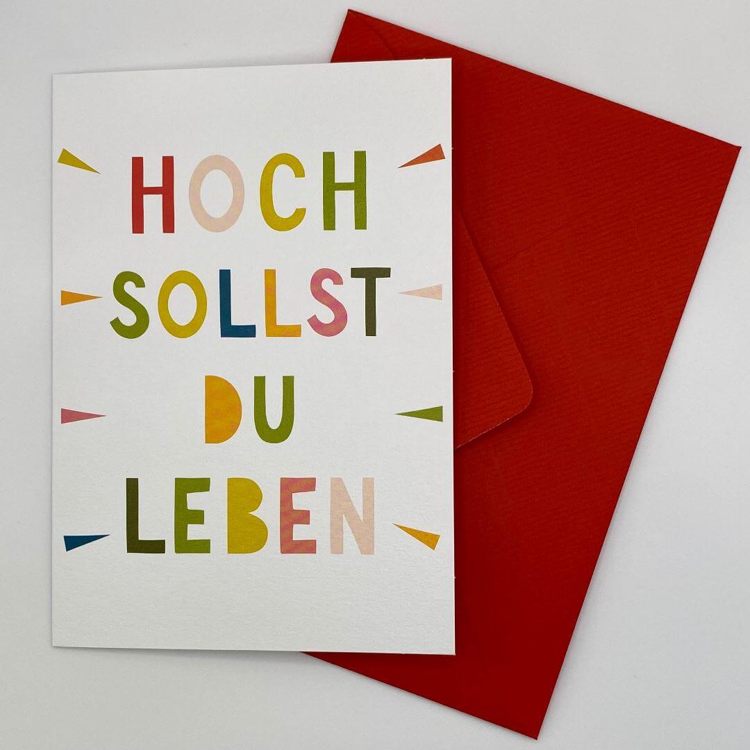 Grußkarte Hoch sollst du leben mit Umschlag