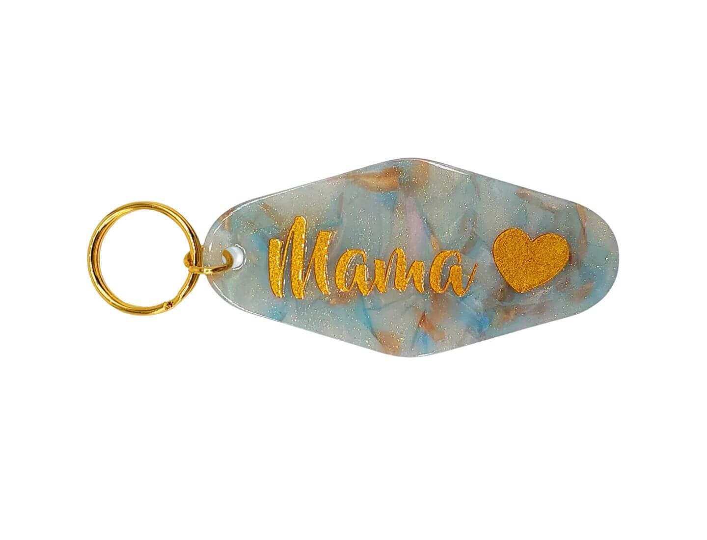 Schlüsselanhänger türkis Glitzer "Mama Herz"