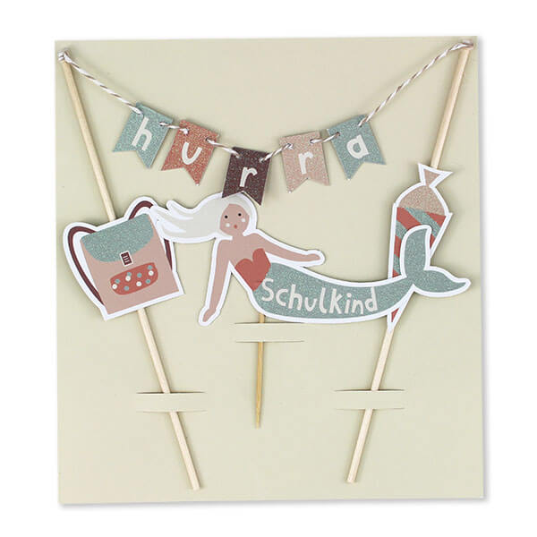 Cake Topper mit Glitzer Meerjungfrau 'Under the Sea' – Schulkind - Tortendeko