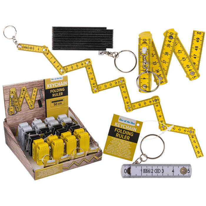 3061088-2 Metall-Schlüsselanhänger Zollstock (einbzeln) versch. Farben